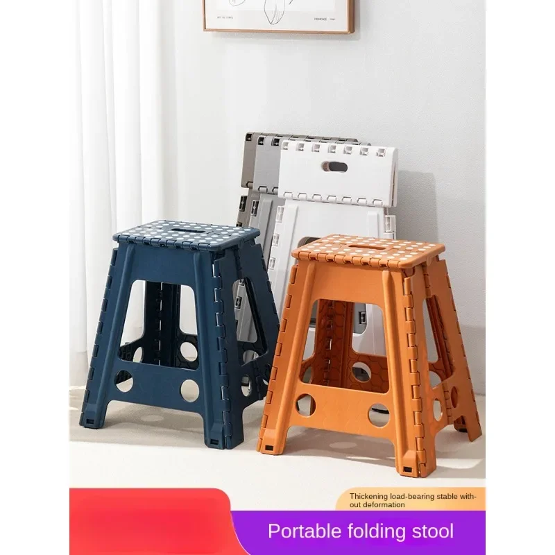 Portable Foldable Stool Outdoor Indoor Plastic Dining Table Chair Thickened Adult High Stool