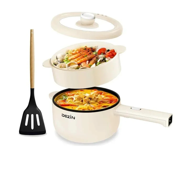 

Dezin Electric Cooker, 2L Non-Stick Sauté Pan, Rapid Noodles Cooker, Mini Pot for Ramen (Egg Rack Included) electric steamer