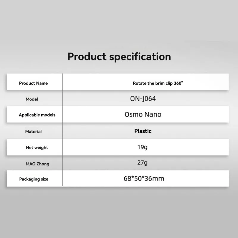 A13E-For Nano-For Osmo Adjustable Sports Camera Hat Clip Mount-For Lightweight, Durable Plastic, Black