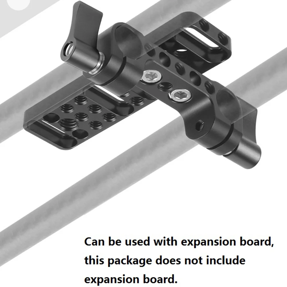 كتلة قضيب بمشبك قضيب مزدوج خفيف الوزن 15 مم مع فتحات لولبية 1/4 لقضيب كاميرا DSLR ودعم الكتف لتركيز المتابعة، أ