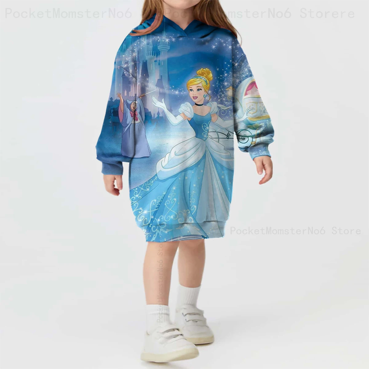 New Girls Sweater Dress Printed Casual Sportswear Sandy Princess Cinderella Cartoon Girls Hoodie Sweater