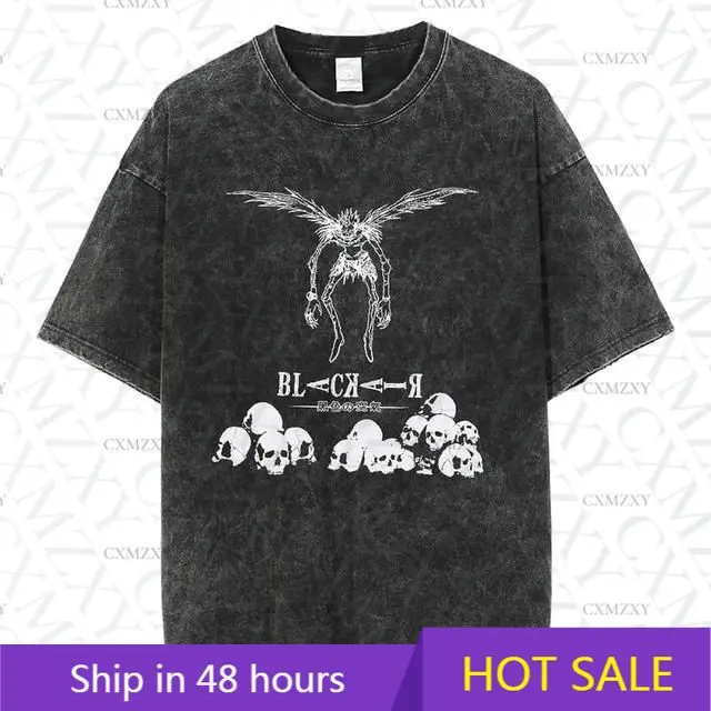 

Retro washed and old comics surrounding streets pure cotton printing short sleeves ins trend