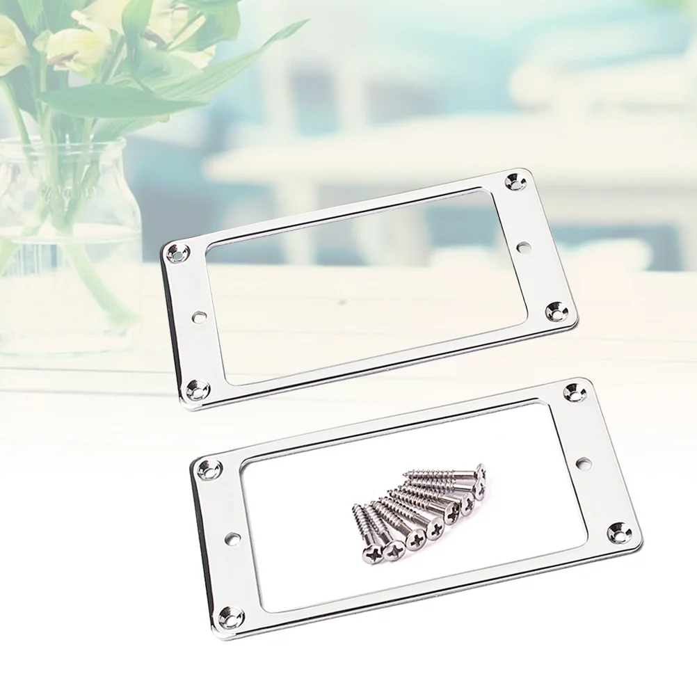 

2Pcs Metal Humbucker Pickup Mounting Rings Flat Base Short Size Guitar Pickup Rings Silver 92x46mm Easy Install Covers