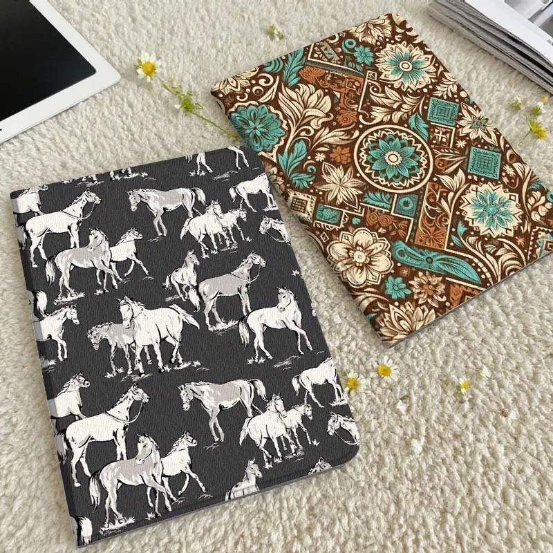 

Horse Pattern Black White Tablet Case For Xiaomi Redmi Mini Pad SE K 2 4 5 6 7 8 2023 2025 11 8.8 11.2 10.1 Pro Gift