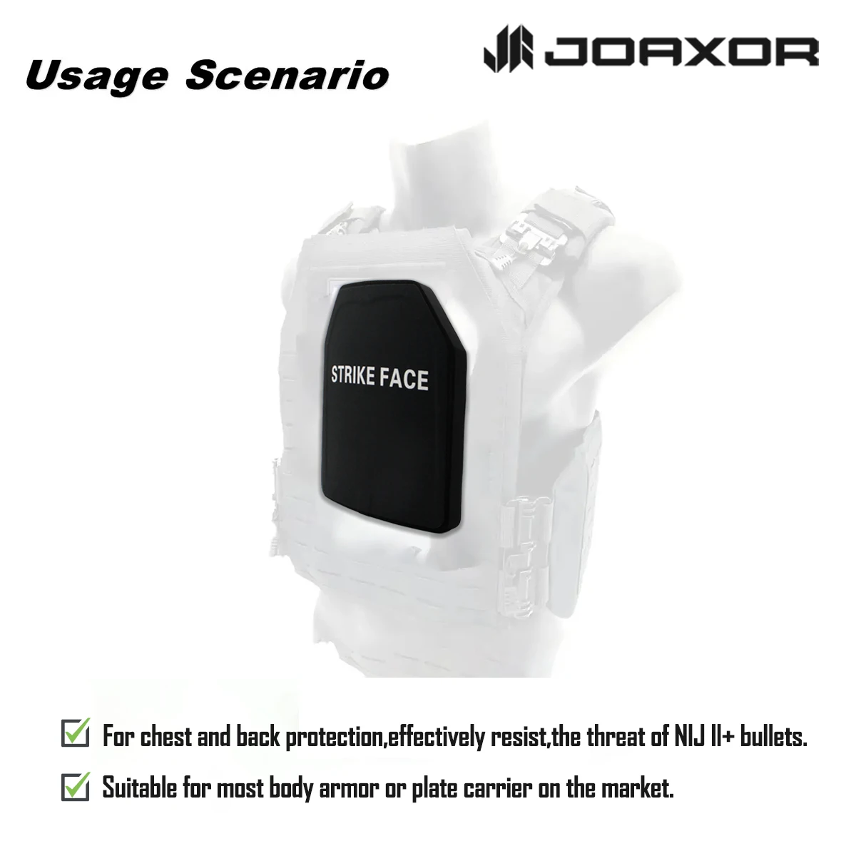 JOAXOR PE لوحة مضادة للرصاص 10x12 بوصة فئة NIJ فئة III لوحة مضادة للرصاص لوحة إدراج تكتيكية على ظهره سطح السفينة درع للجسم