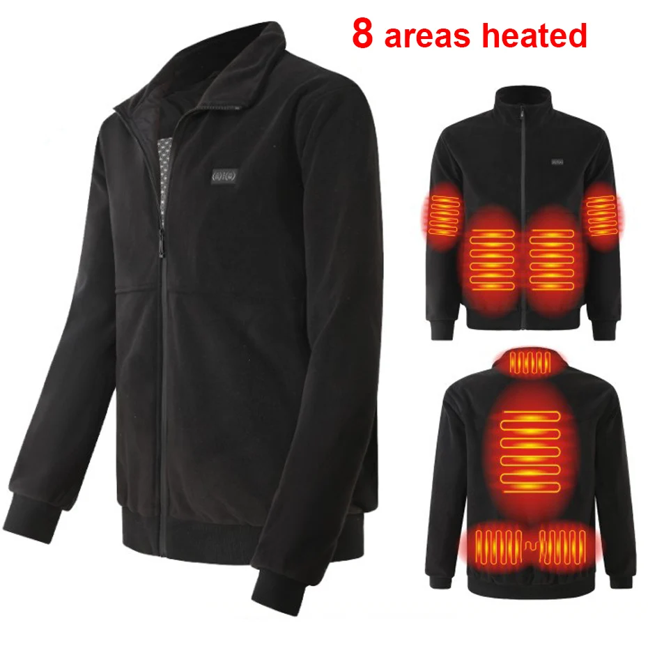 USB Heating Jacket Men Winter Electric Heated Jackets Infrared 8 Heating Areas Jacket Fashion Casual Fleece Coat Male