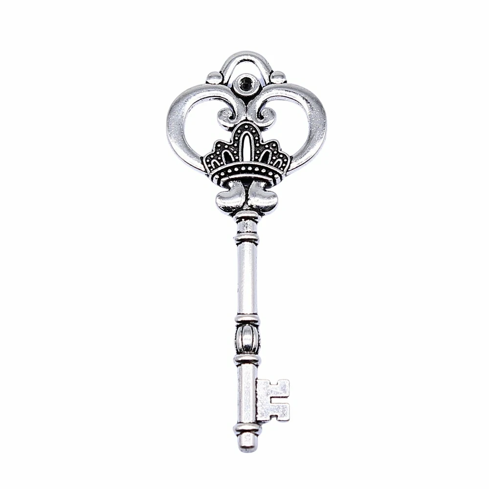 WYSIWYG 1pcs 84mm Vintage Large Key Pendants Charm For Jewelry Making Antique Bronze Color Big Key Charm Pendant Key Retro