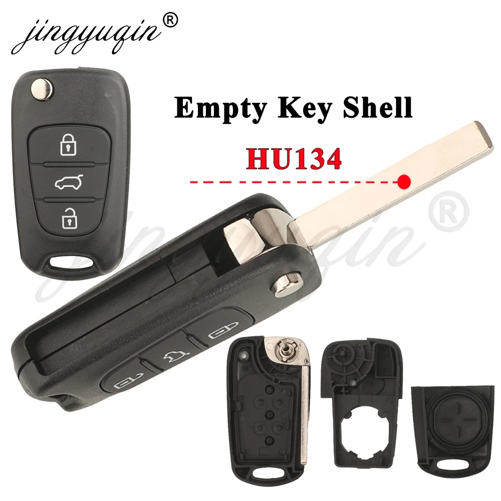 Jingyuqin 3 Tasten Hu134 Flip Autoschlüssel Shell Ersatz für Kia Venga 2009-2014 Auto Klappschlüssel Gehäuse Fall