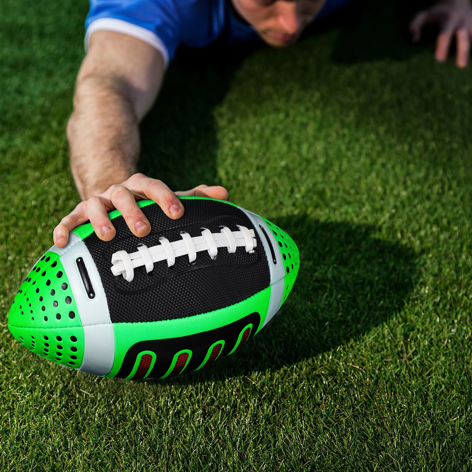 American Football Green Youth Size Durable Training Ball Outdoor Indoor Soft Pu Elastic Colored Rugby Football