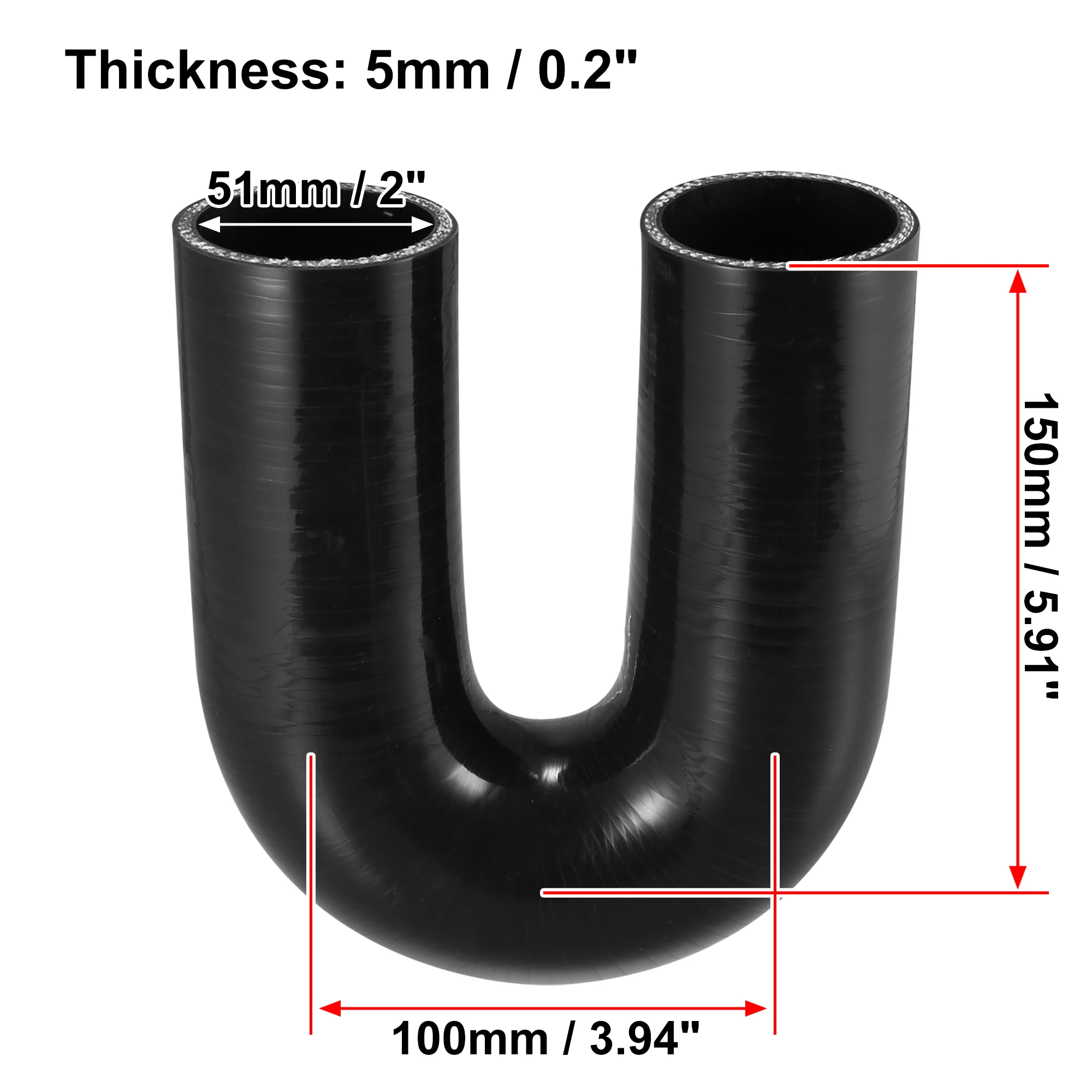 UXCELL 57 mm -76 mm ID 180 Grad Silikon-Reduzierschlauch Silikonschlauchkupplung Ladeluftkühlerrohr Schwarz 150 mm-150 mm Länge