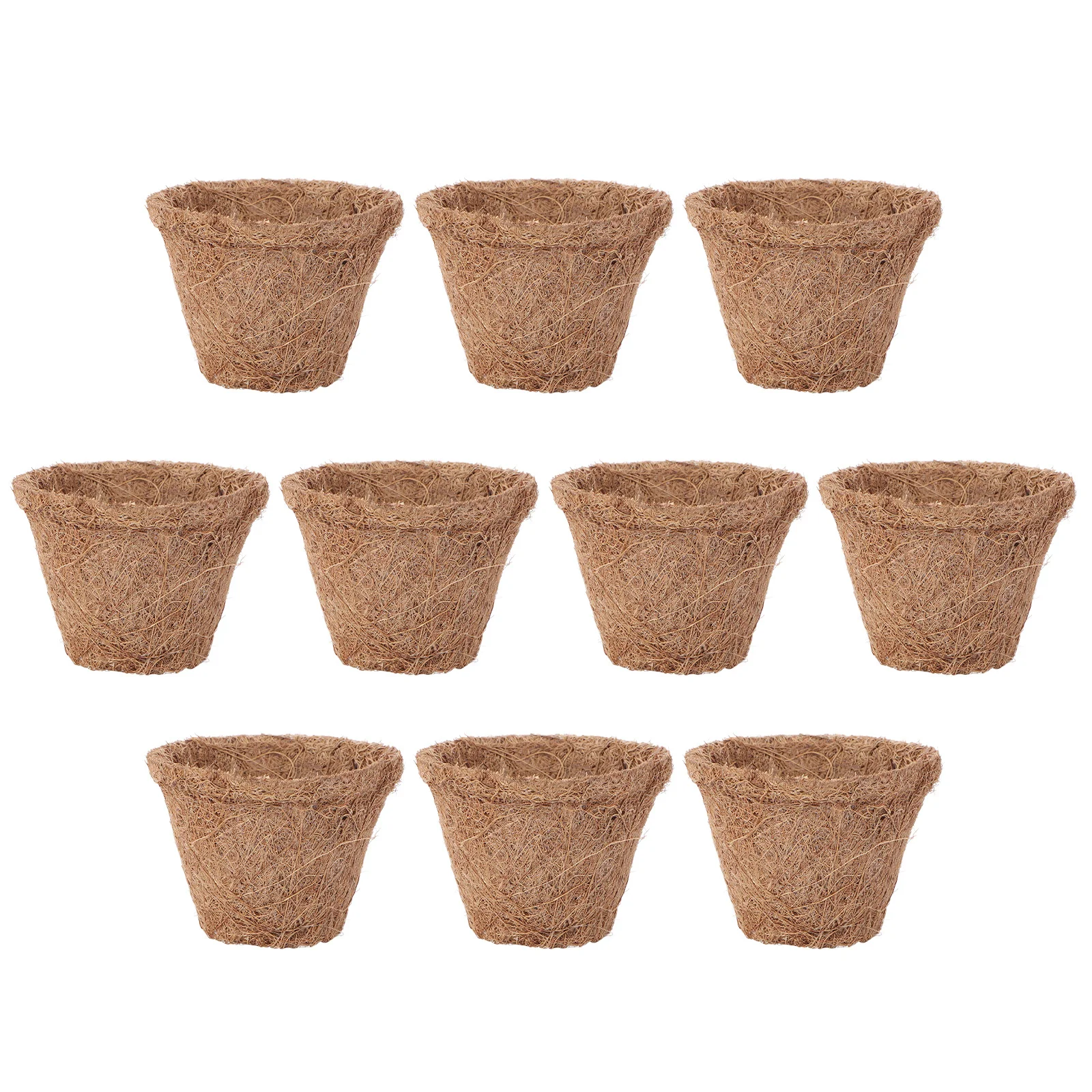 Pote de mudas de coco, recipiente de plantio, copos de flores de coco para jardim interno e externo, varanda, tapete de jardinagem, presente com 10 peças