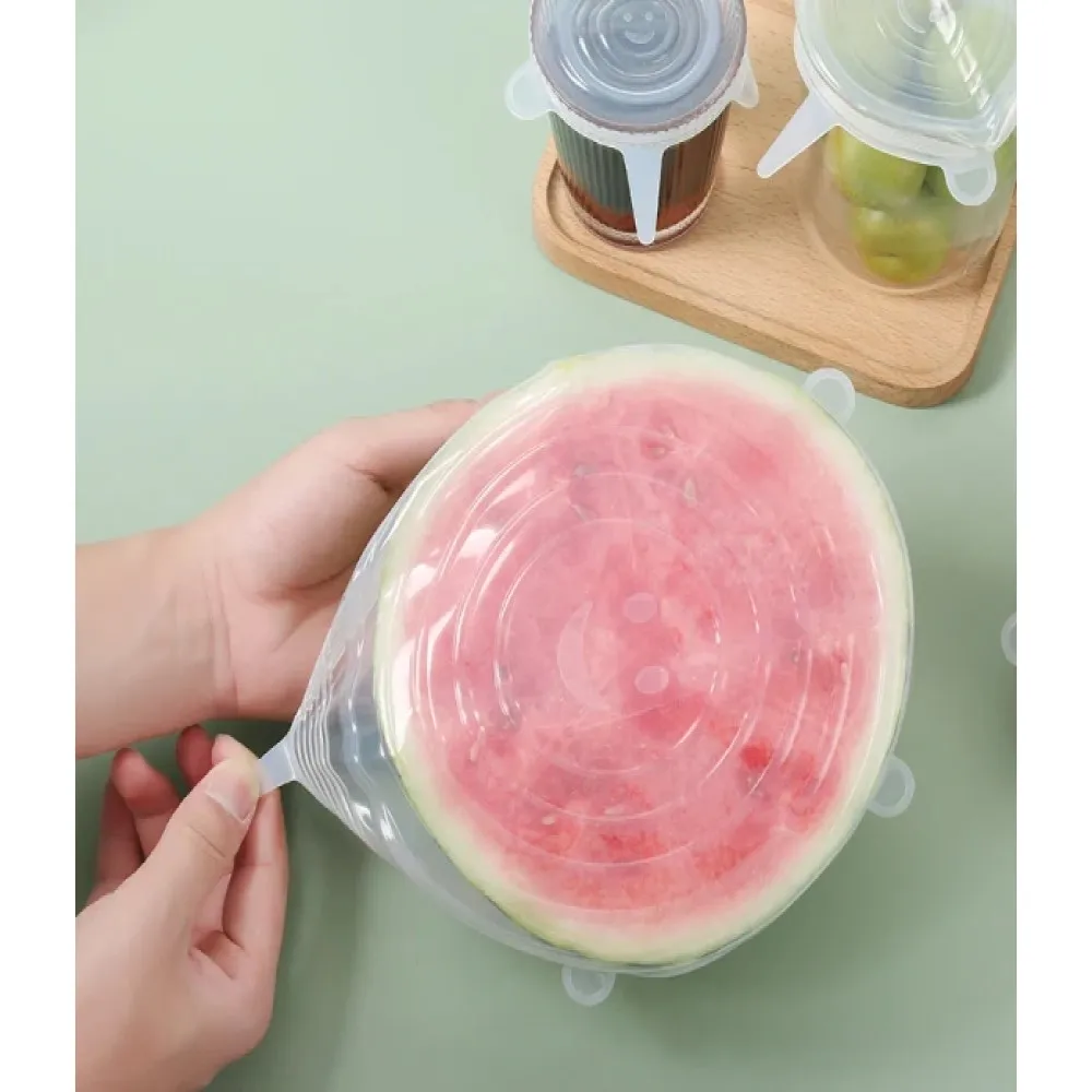 6 pezzi di copertura in silicone per alimenti piatto di conservazione della freschezza tappo di coperchio elastico involucro riutilizzabile organizzazione strumento di archiviazione accessori da cucina