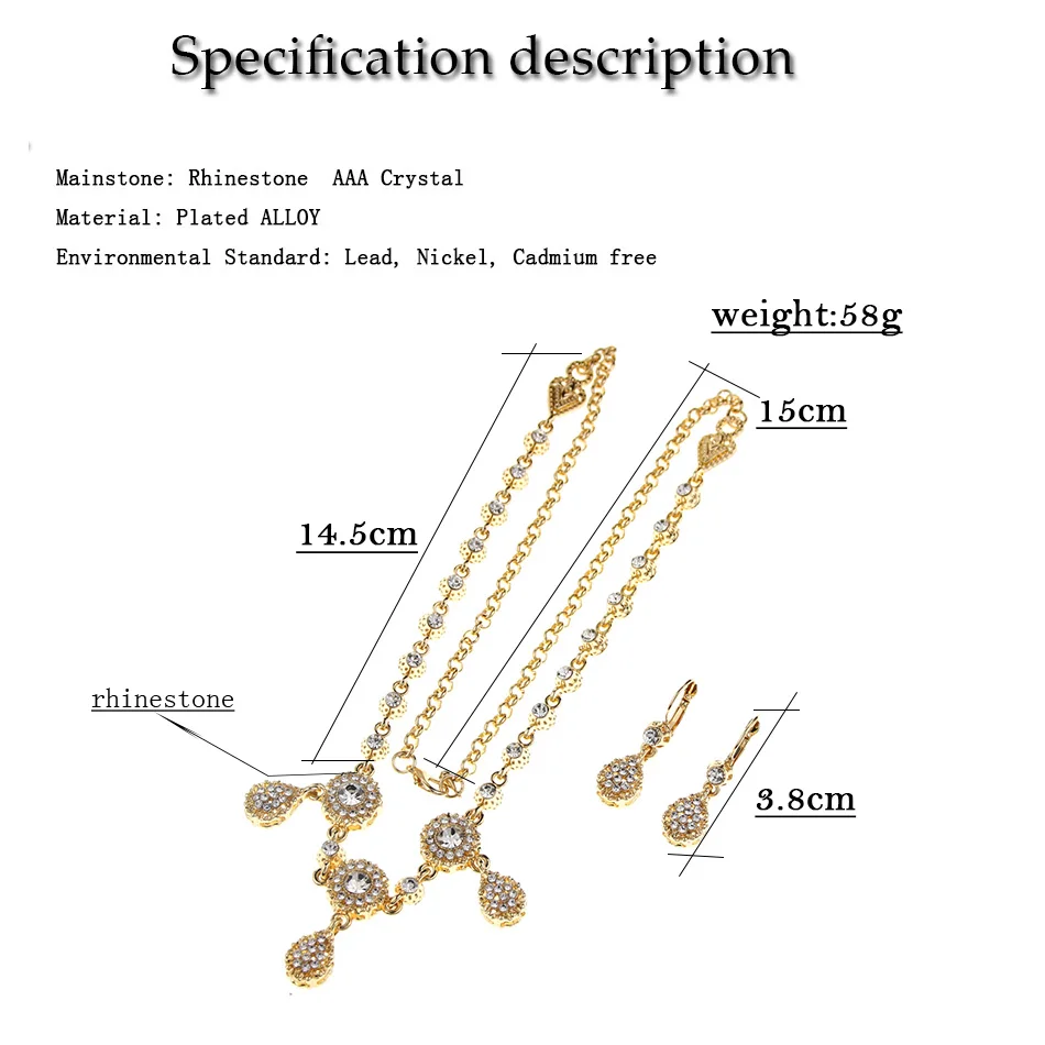 Sunspicems Gold Color Algeria Hair Chain Bride Wedding Jewelry Sets Crystal Head Chain for Women Forehead Chain Hair Jewelry