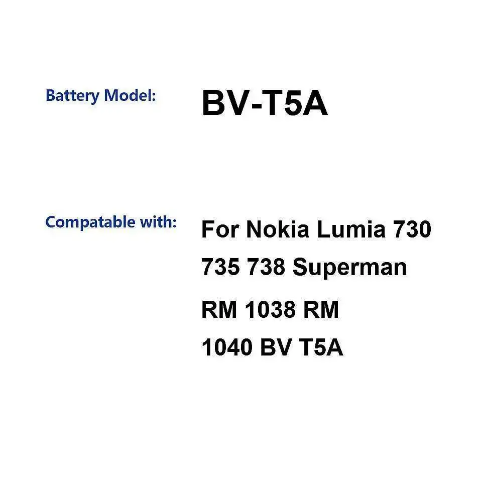 

Надежная мощность 2220 мАч BV-T5A аккумулятор мобильного телефона для Nokia Lumia 730 735 738 Superman RM 1038 1040