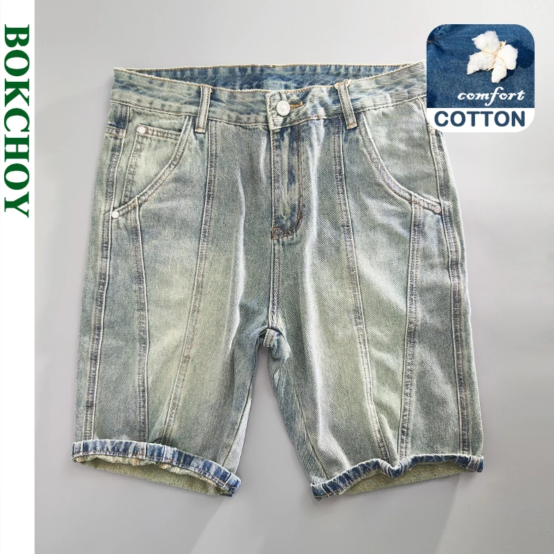 

2024 Summer Spring New Loose Vintage Jeans for Men Clothing Washed Soft Cotton Loose Straight Man Shorts Baggy Jeans KK5937