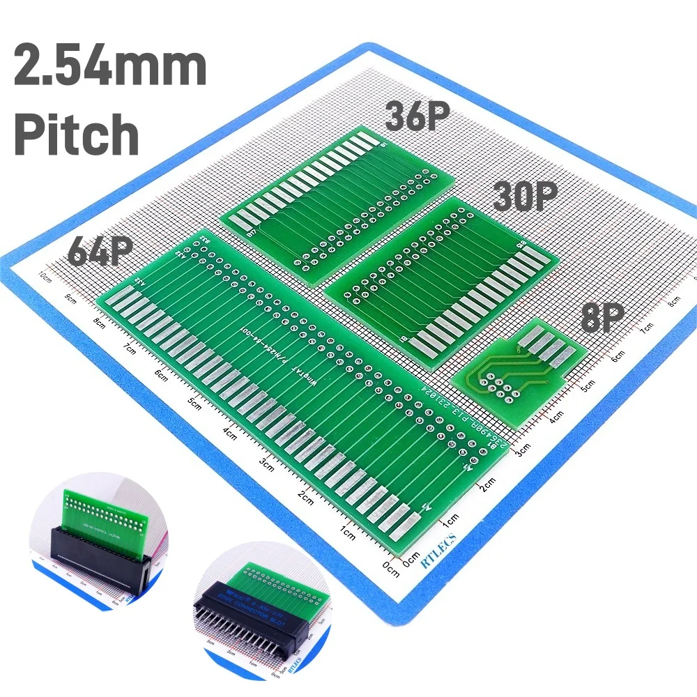 2 5 20 Pcs Edge Card Connector Slot IDC 2.54 MM Pitch Test Board Adapter 8 30 34 64 Pin Gold Finger Socket