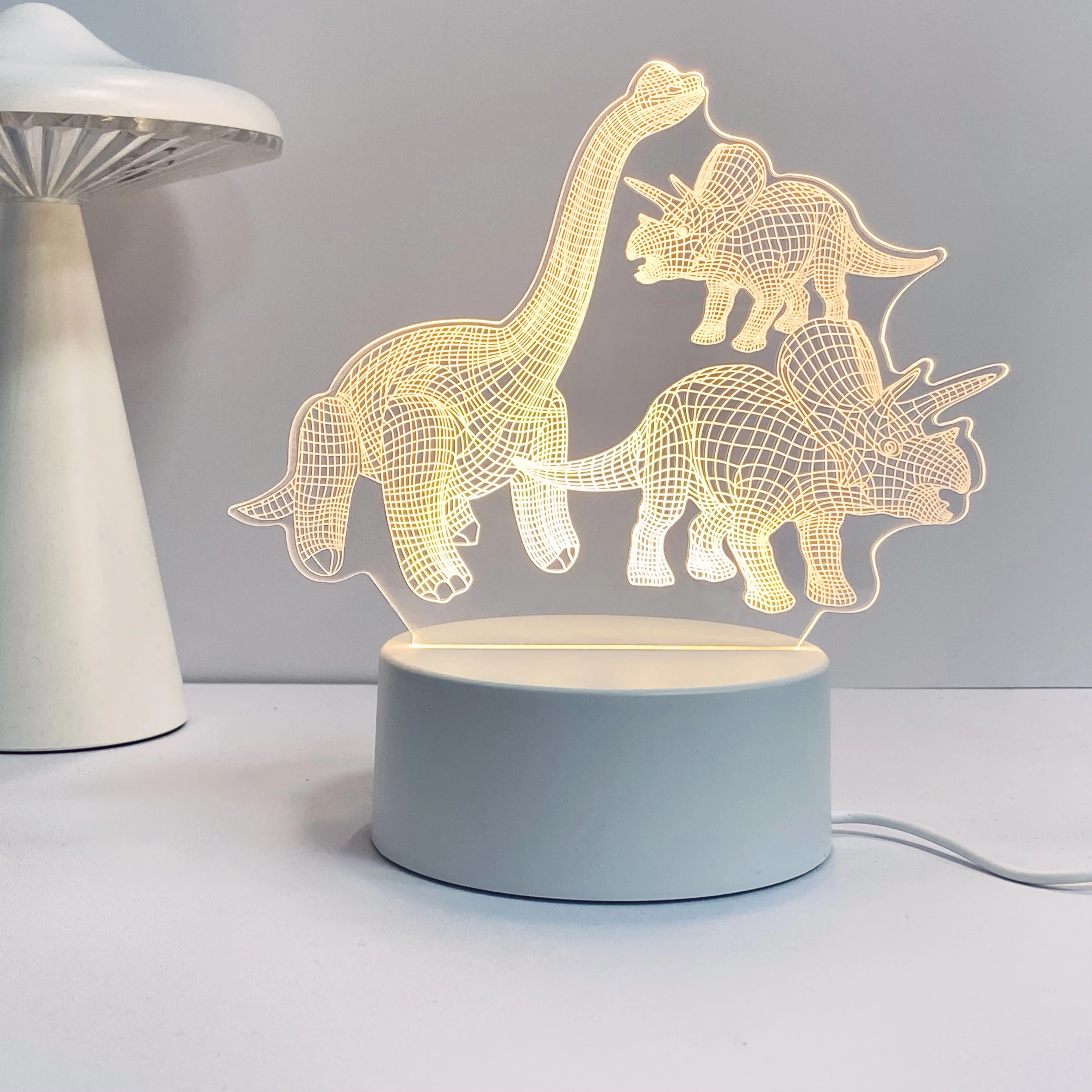 1pcs retro dinosaur 3D nightlight, USB atmosphere table light, study bedroom decoration table lamp, holiday gift nightlight.