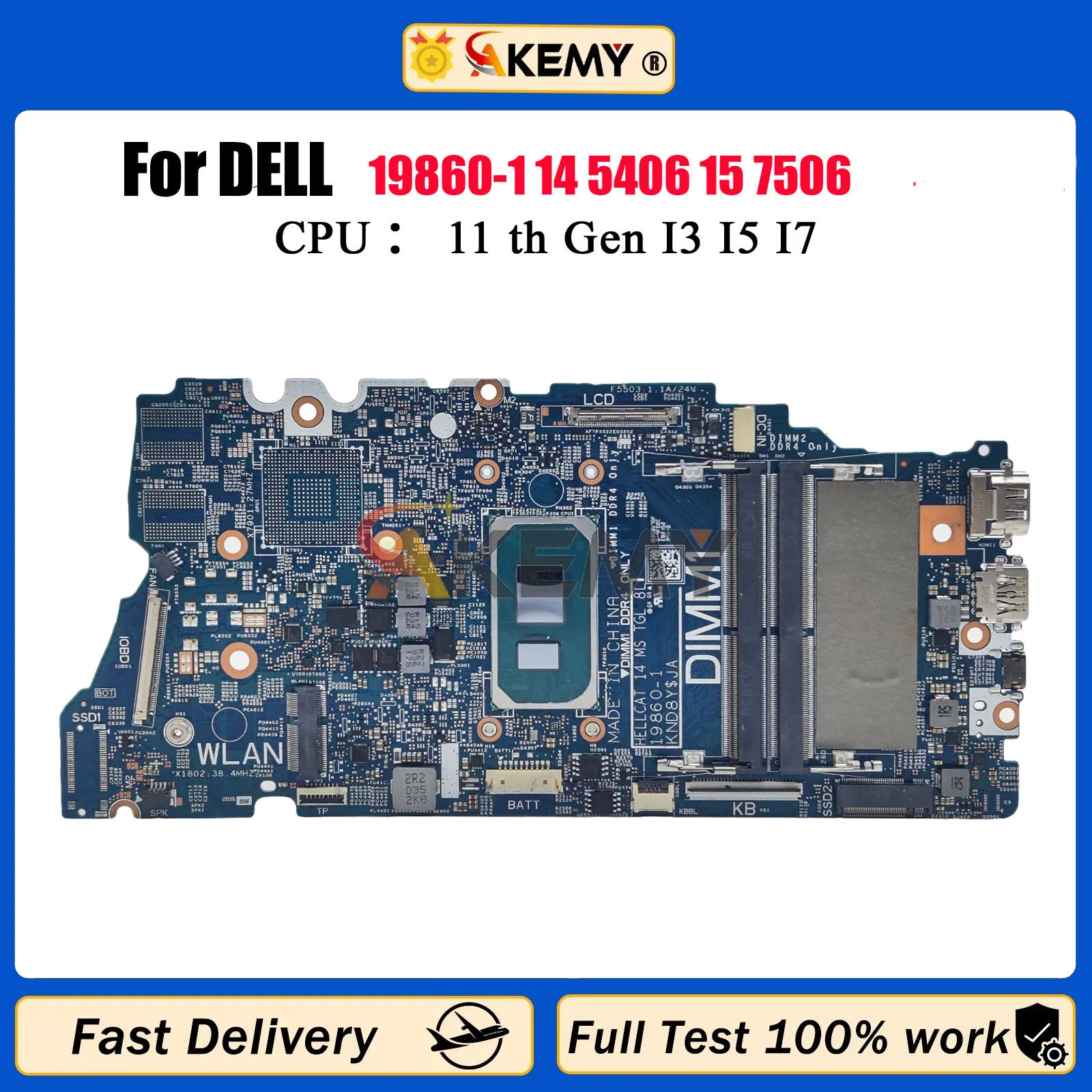 

19860-1 для Dell Inspiron 14 7506 7306 5406 7706 Материнская плата для ноутбука 2 в 1 с процессором i5 i7 CN-0FW6F0 0VMRNH 100% полное тестирование