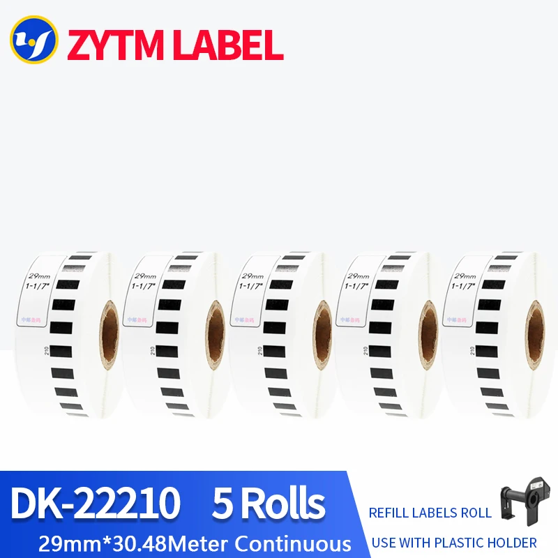 5 Rolls Brother Compatible DK-11201/DK-11204/DK-11208/DK-11215/DK-11218/DK-11219/DK-11221/DK-22210/DK-22211/DK-22214 Label