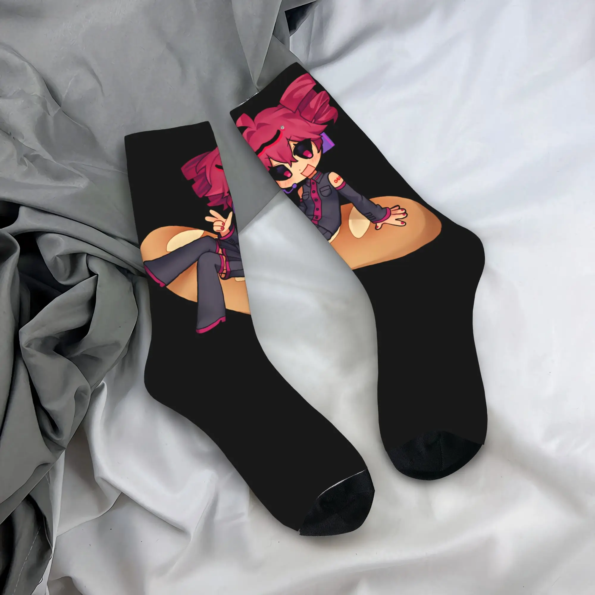 Kasane Teto V Sign On Bread Chibi Art Stockings Couple  Socks Quality Gothic Socks Autumn Running Anti Sweat Design Socks Gift