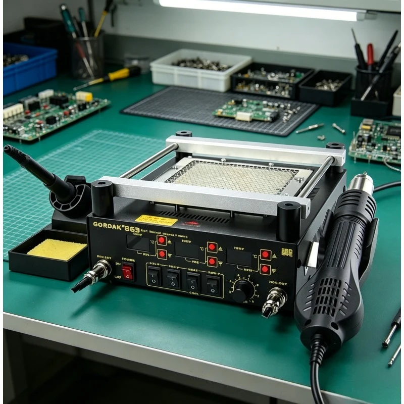 863 3 in 1 Digital 220V BGA Rework Station Infrared Preheating Hot Air Soldering Desoldering for Mobile Phone Repair SMD