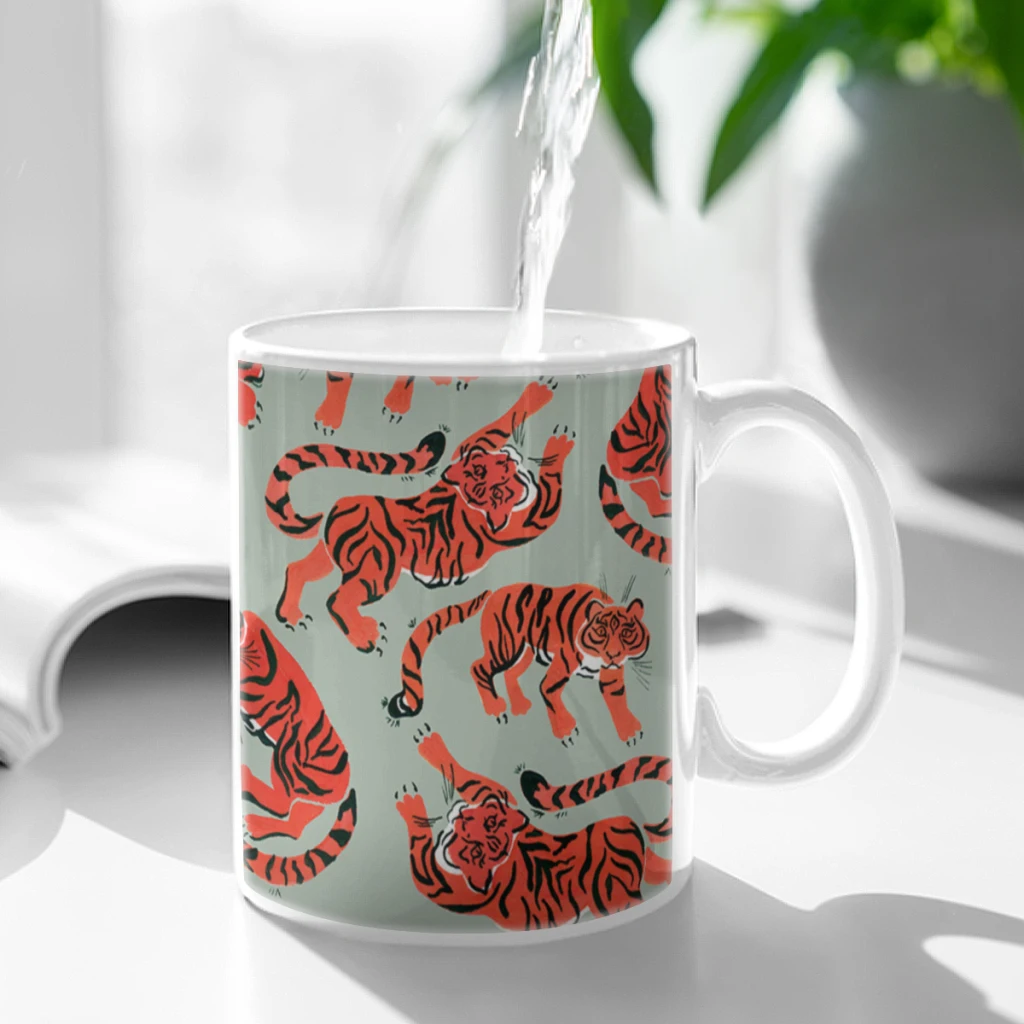 Animal-Wind-Tiger-Autumn-Farmhouse-White Mug 11oz Ceramic Tea Cup Coffee Mug Friends Birthday Gift