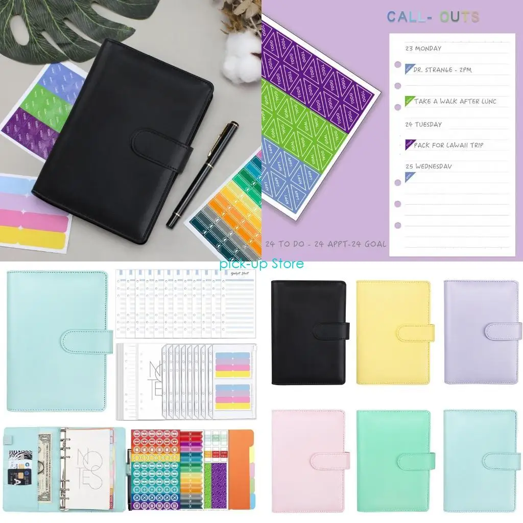 

Q5WA Портативный блокнот с переплетом, многоразовый переплет, планировщик бюджета, журнал с отрывными листами