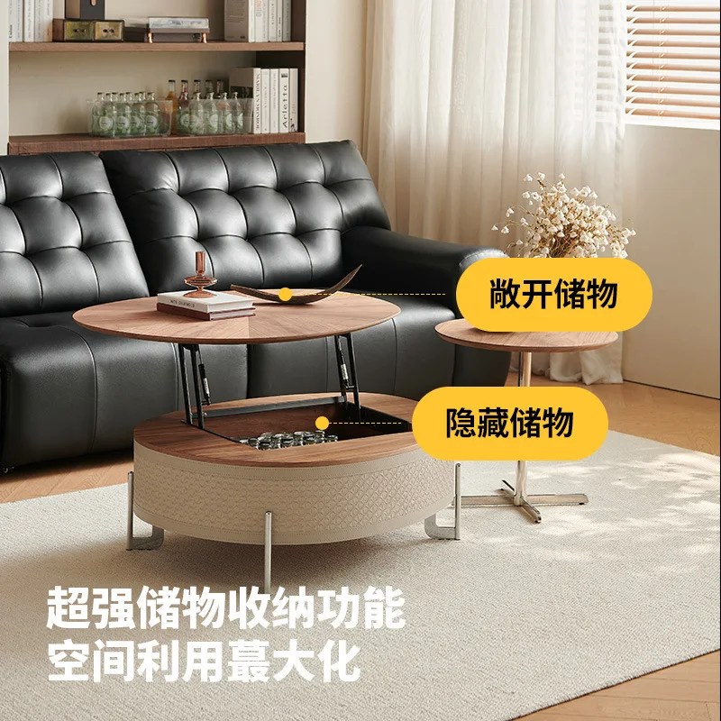 

Free shipping wabi-sabi wind coffee table, living room, household small apartment size round combination, high-end