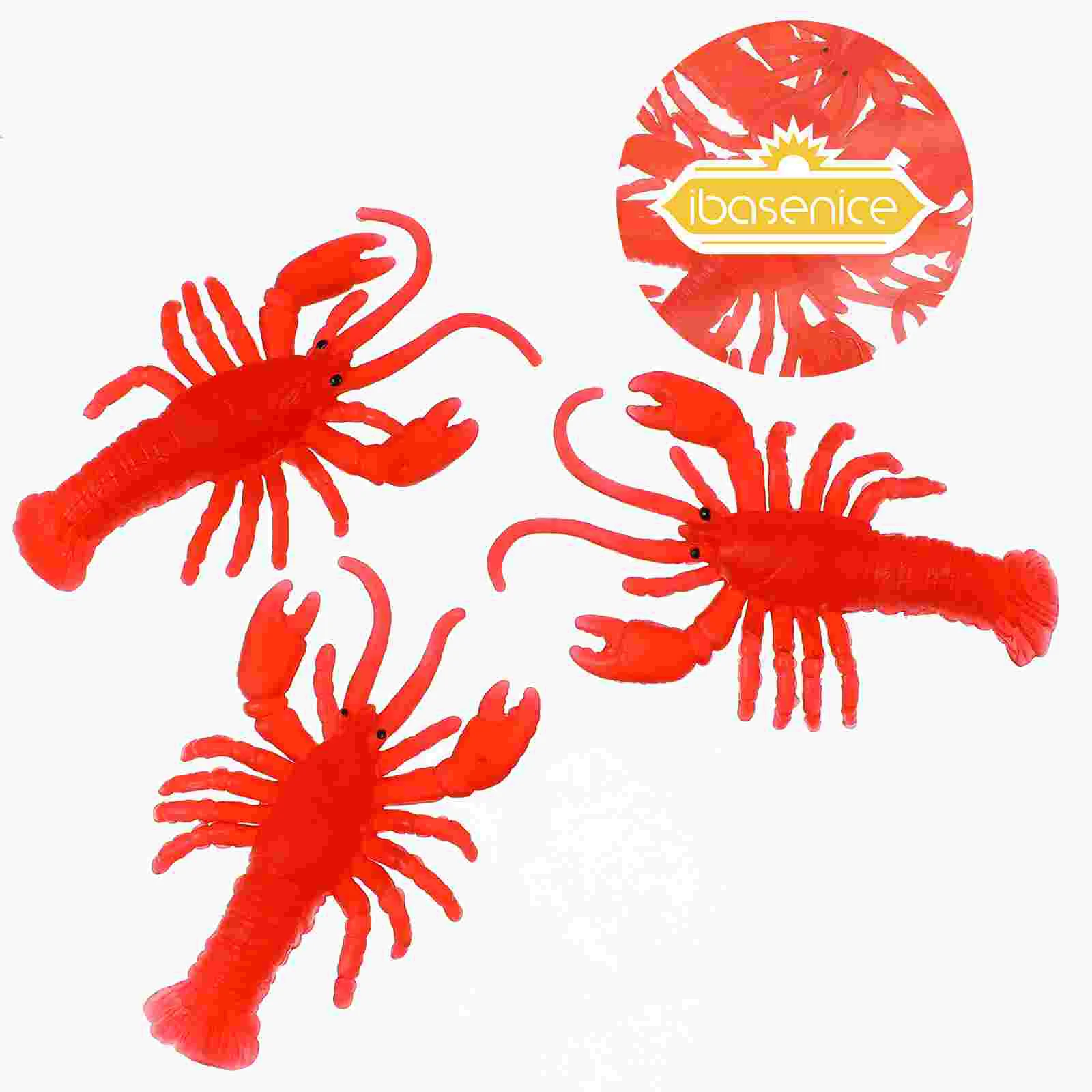 12 Pcs Toy Simulated Crayfish Aquarium Ornament Lobster Ornaments Crawfish Toys Cartoon Marine Animal Rubber Soft