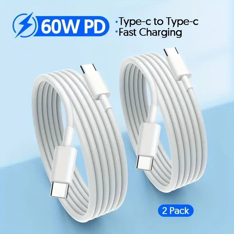 2PCS PD 60W cavo da USB C a USB tipo C cavo dati di ricarica rapida per Huawei Samsung Xiaomi Macbook iPad Data Line da tipo C a tipo C