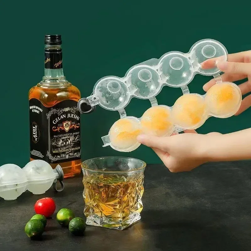 1PC 4 Perforated Ice Box Whiskey Large Spherical Ice Cube Making Mold Maker Bar Party Kitchen Accessories Ice Ball Maker