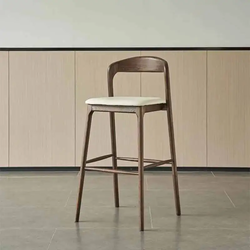 Retro Designer Luxury Bar Stools Kitchen Solid Wood Soft Bedrooms Adults Bar Chair Waiting Relaxing Taburete Alto Home Furniture