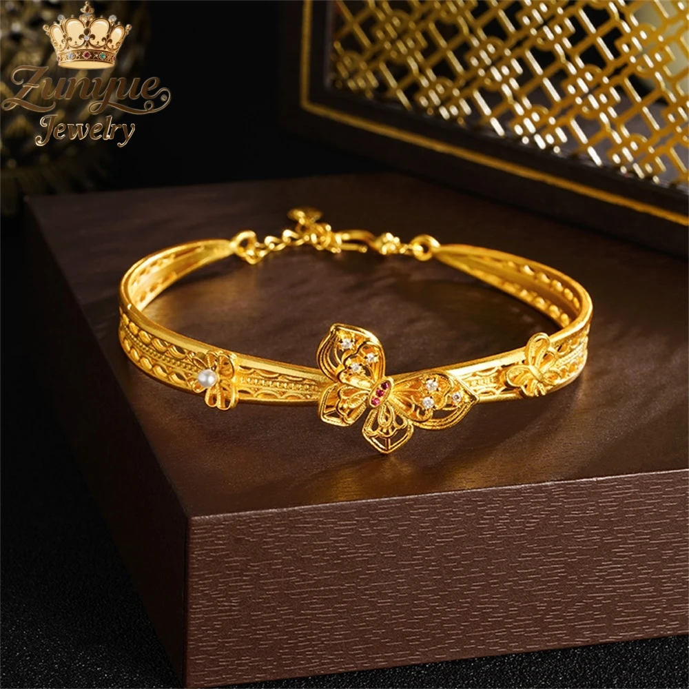 

Песочное золото, выдолбленный браслет-бабочка, роскошные качественные ювелирные изделия, модные украшения ручной работы, изысканные популярные элегантные подвески