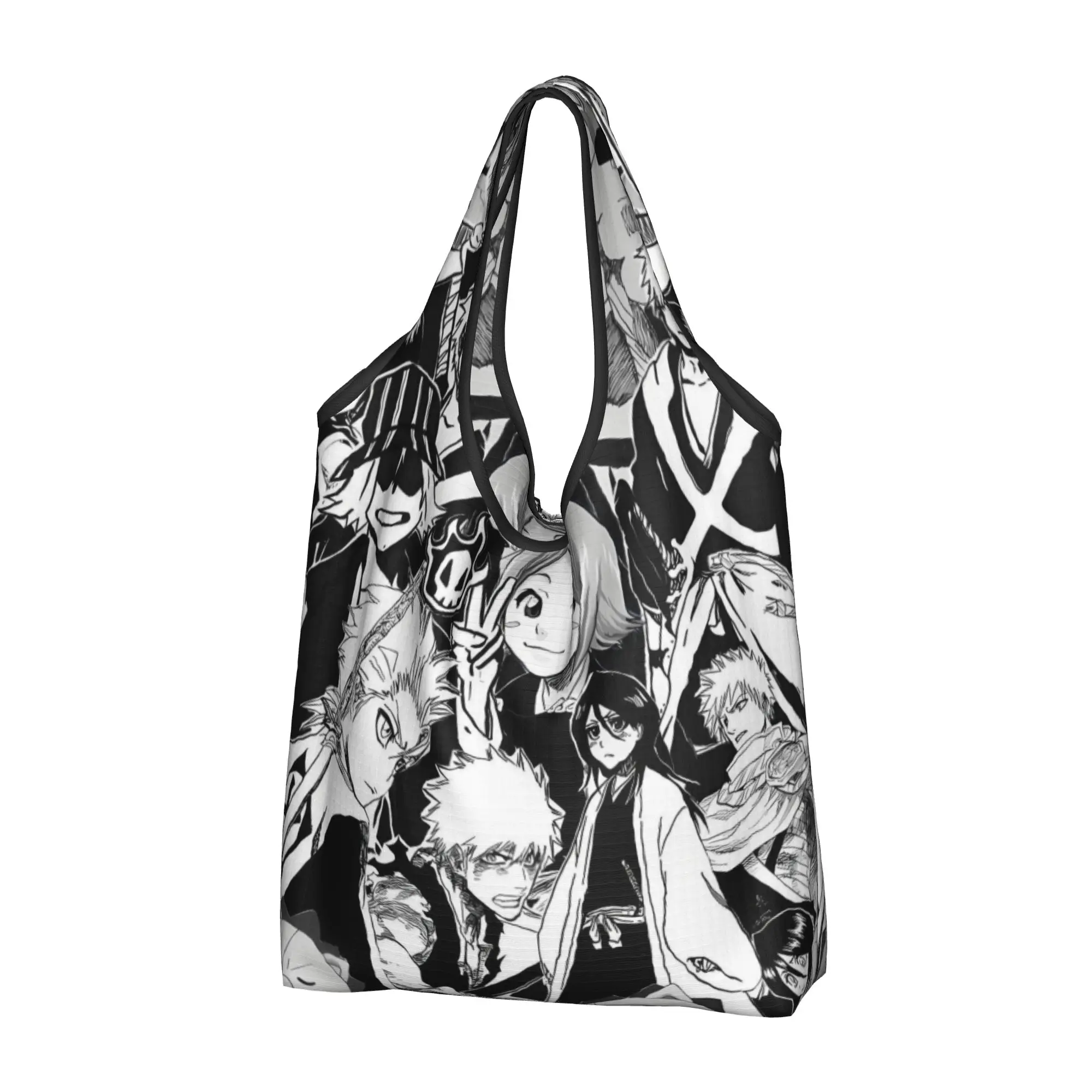 Reusable B-Bleaches Cartoon Emotional  Shopping Bag Women Tote Bag Portable Manga Grocery Shopper Bags