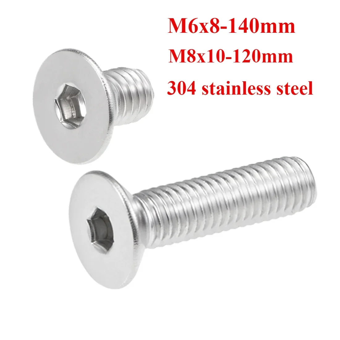 M6 M8 Hex Head Screws 8mm-150mm 304 Stainless Steel Fastener Bolts M8x10 M8x12 M8x14 M8x16 M8x18 M6x8  M6x20 M6x22 M6x25 M6x28