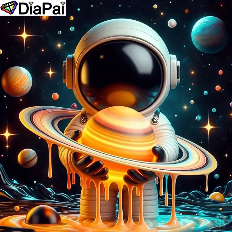 

DiaPai 5D алмазная живопись полная дрель Алмазная вышивка "Портрет астронавт космонавт" картина со стразами ручной работы домашний декор