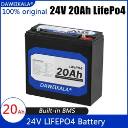 24V LiFePO4 20Ah Lithium Iron Phosphate Battery Built-in BMS LiFePO4 Battery for Solar Power System RV House Trolling Motor