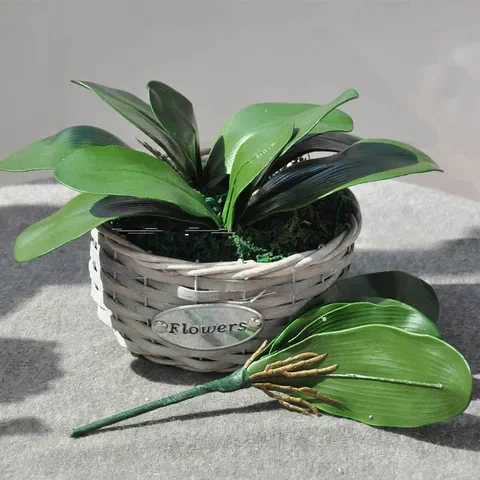 Artificial Plant Orchid Leaves, Orchid Leaves, Decorative Flowers, Auxiliary Material, Real Touch, 1Pc