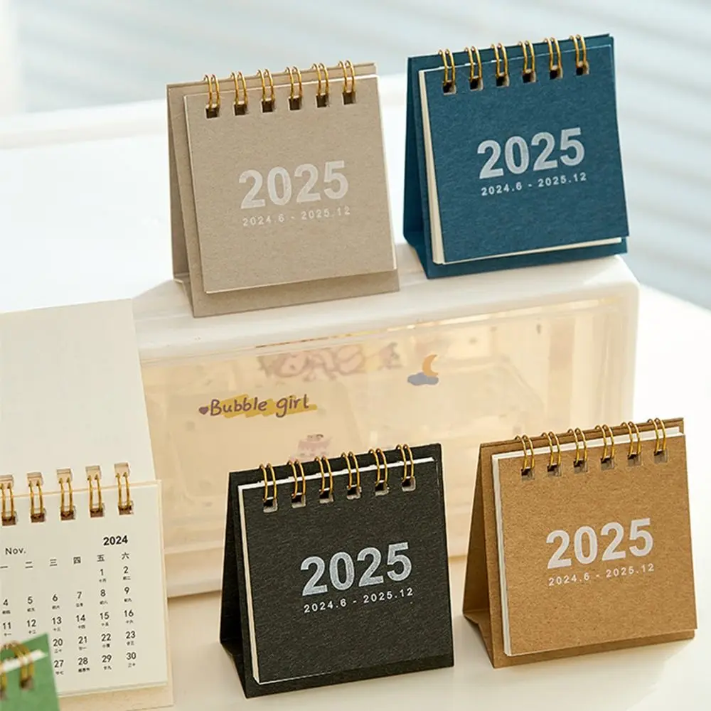 

Creative 2024-2025 Calendar Thick Paper Simple English Desk Calendar Pocket To Do List Standing Flip Calendar Office Ornaments