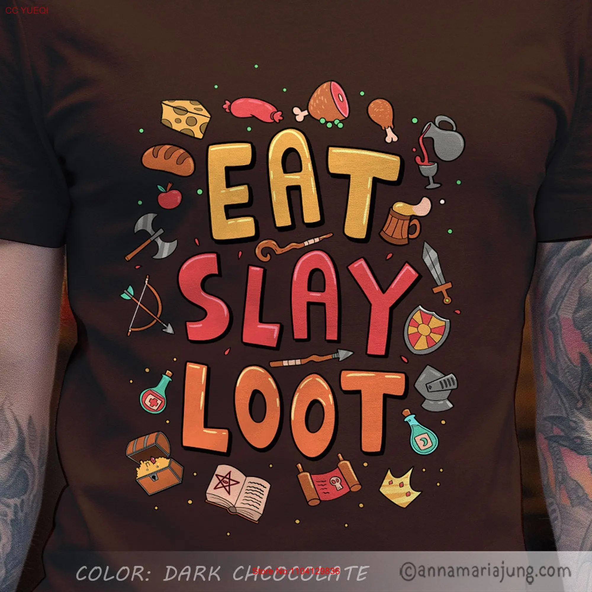 Eat Slay Loot funny RPG shirt cute role playing game T plus size unisex slimfit long or short sleeves