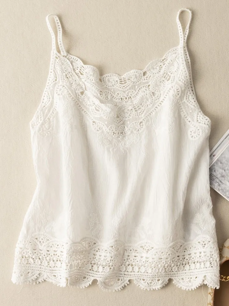 نمط المرأة خمر الجوف خارج الدانتيل فضفاض كاميس ، الإناث بلوزات بلا أكمام ، عادية ، مريحة ، وصول جديد ، الخريف ، M024 ، 2023 #6