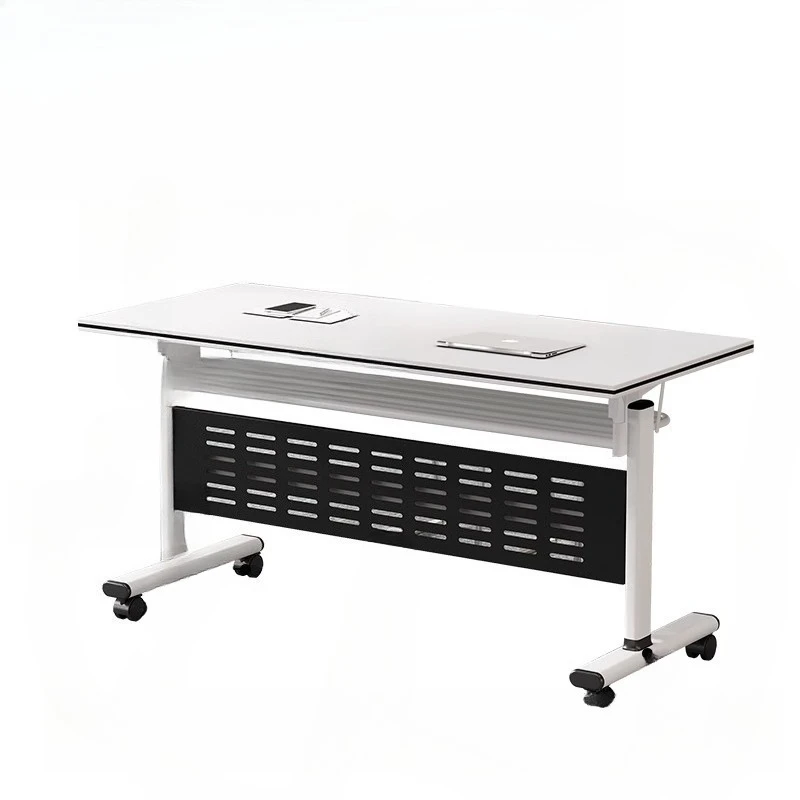 

Folding training table and chair combination can be spliced mobile strip table flap table with wheels multi-functional office