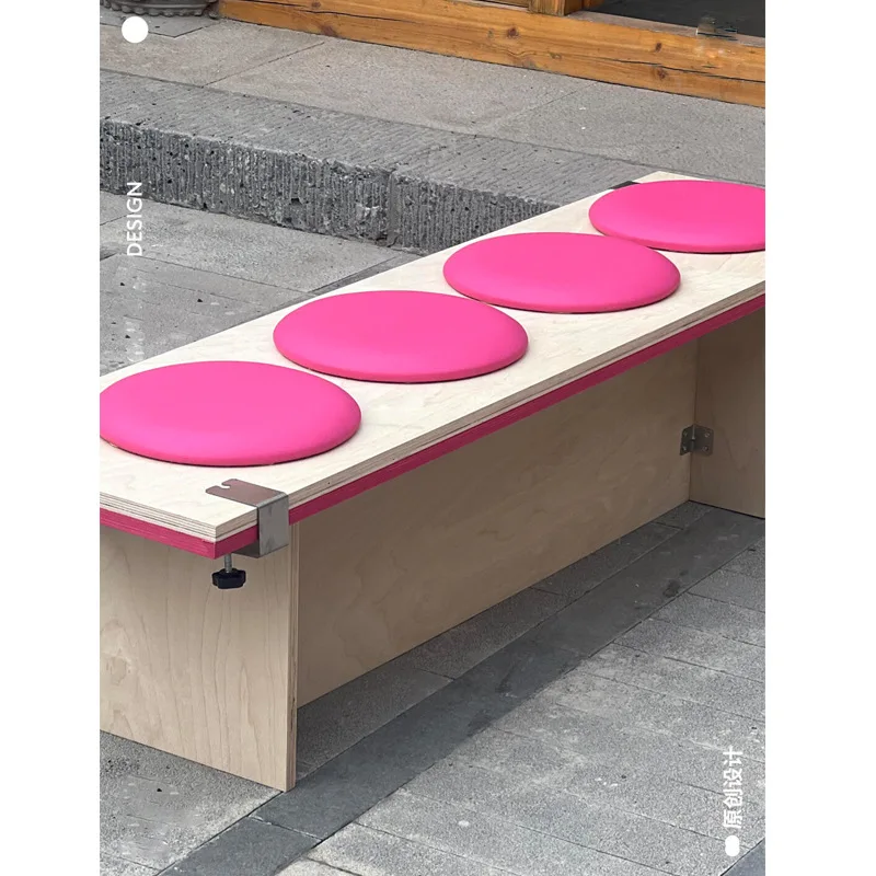 

Leisure area no back bench ocean board milk tea shop cafe chair bench round seat cushion card seat sofa waiting