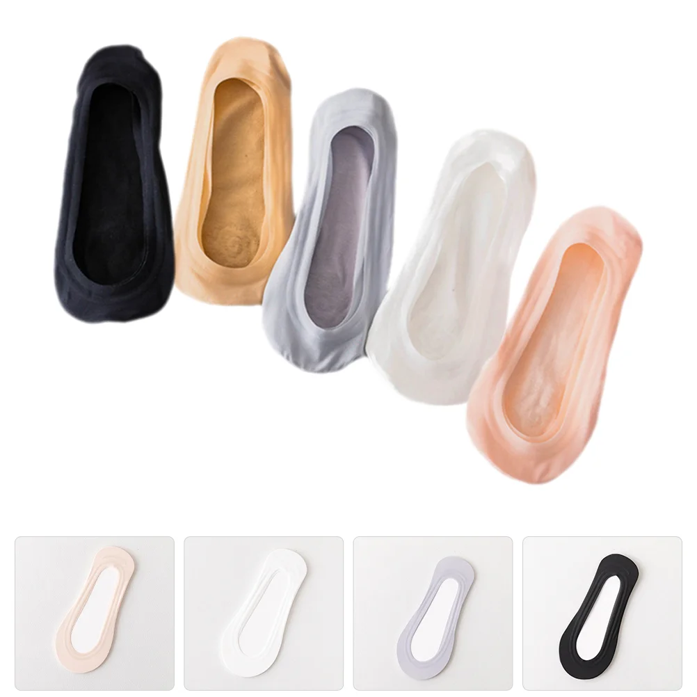 5 Pairs Non-marking Socks Show Women Woman White for See Slip Flats Ordinary Ultra Low Cut