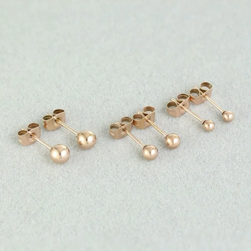 3/4/5mm Stainless Steel Round Ball Bead Stud Earrings Cartilage Piercing Jewelry for Women Girl