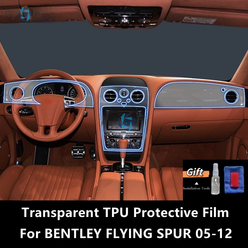 

For BENTLEY FLYING SPUR 05-12 Car Interior Center Console Transparent TPU Protective Film Anti-scratch Repair Film Accessories