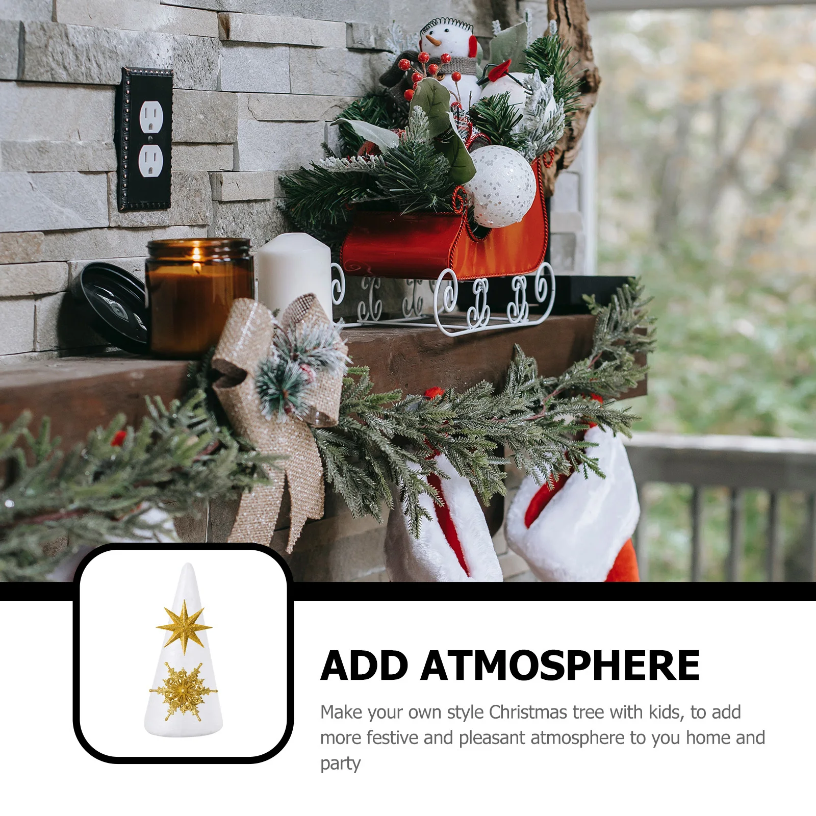 

24Pcs Christmas Cones White Foam Craft Supplies Easy to Paint Cut Glue for Tree Decorations DIY Cone Craft Ornament