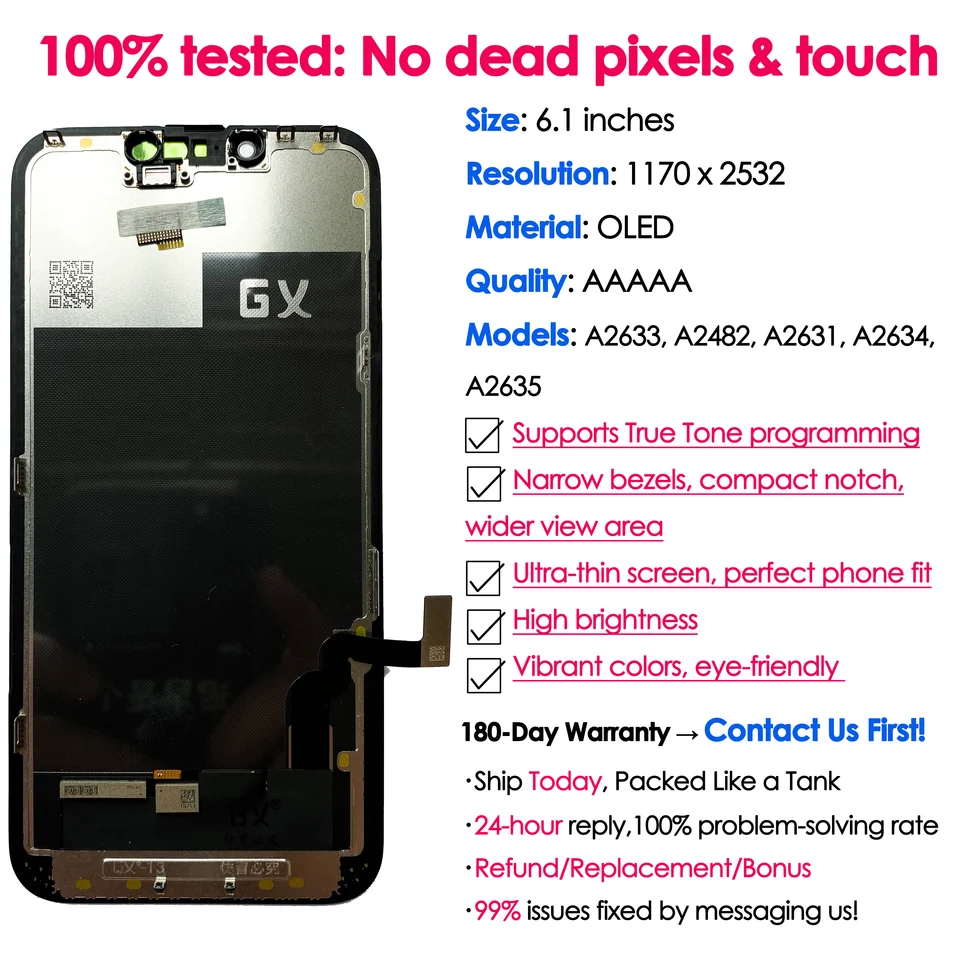 180days Warranty GX OLED For iPhone 13 Screen Replacement Phone