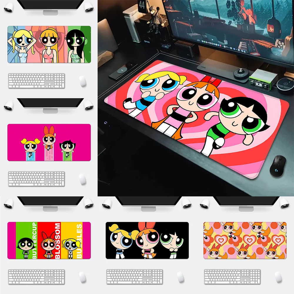 

Cute Powerpuffs-Girls Mousepad HD Printing Computer Gamers Locking Edge Non-slip Mouse Pad XXL90x40cm Keyboard PC Desk Pad