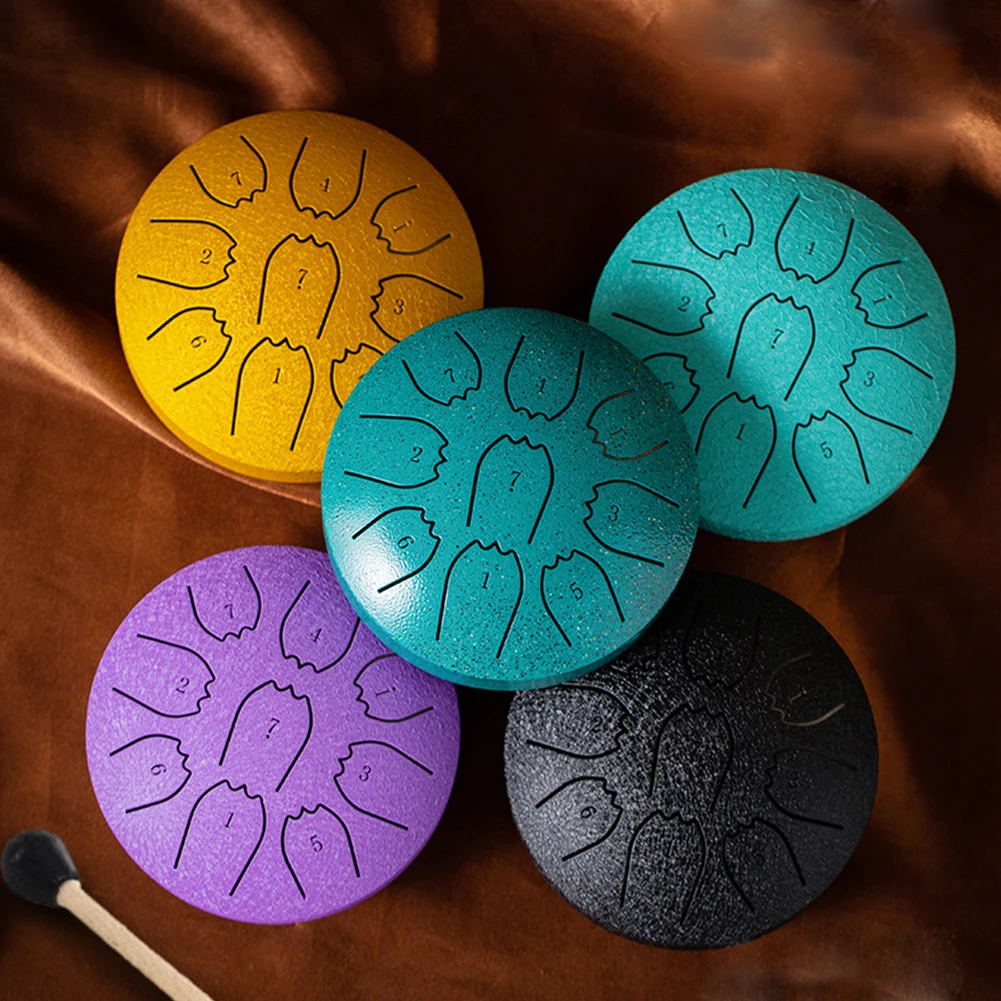 Mini Chakra Drum 4 Inches 9 Notes Waterproof Steel Tongue Drum  Rain Chime for Adult Gift with Bag Drum Mallets